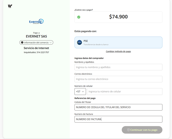 Comprobante de la transacción